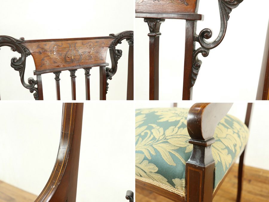 アンティーク 張替済ダイニングチェア 80052b