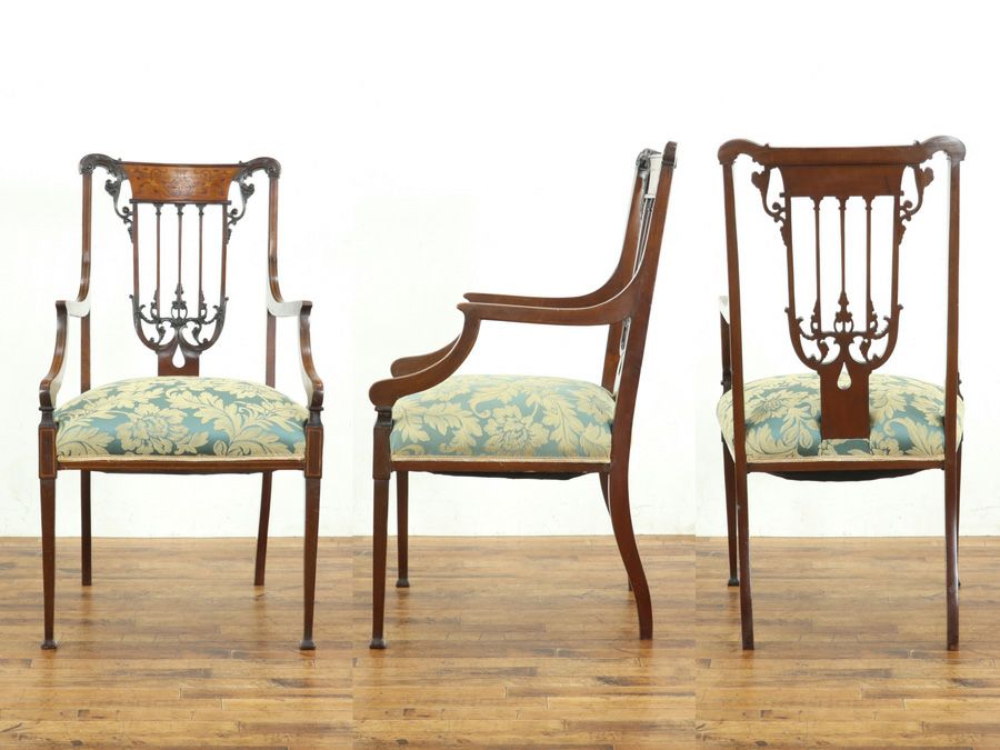 アンティーク 張替済ダイニングチェア 80052b