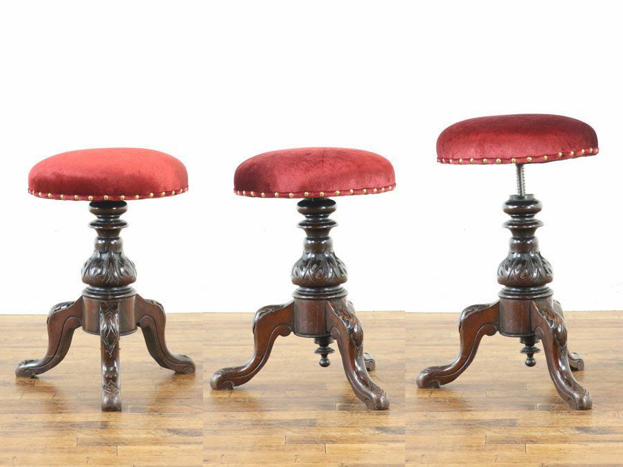 イギリスアンティーク家具らしい美しさ 張替済 ピアノスツール 80483