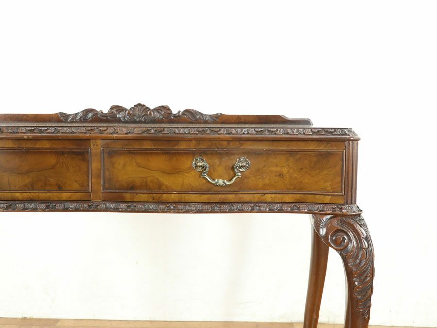 デスクとしても 美しいバール杢 引き出し付きコンソール 80515