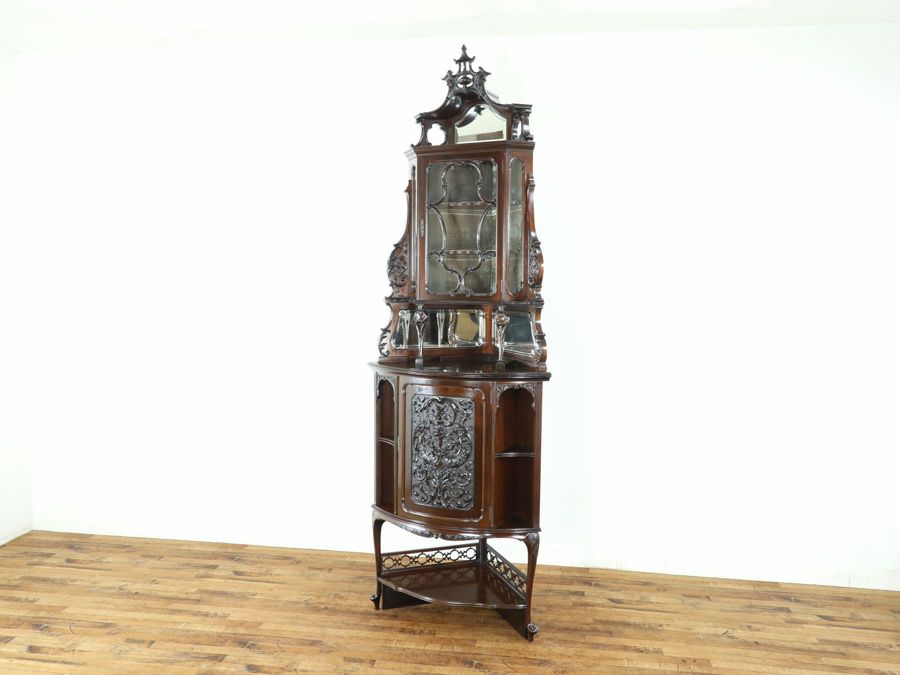 アンティーク家具 コーナーキャビネット 80493