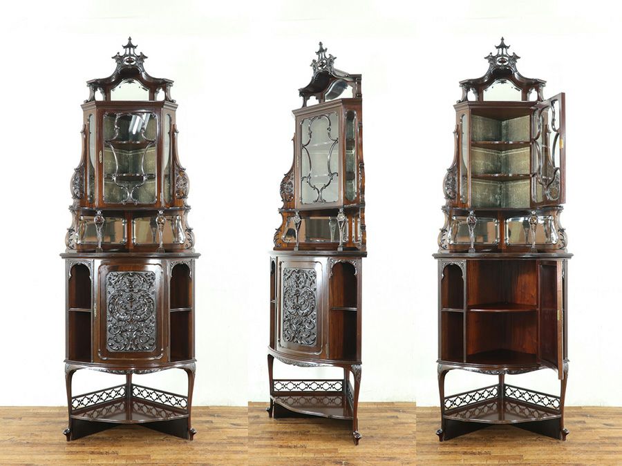 アンティーク家具 コーナーキャビネット 80493