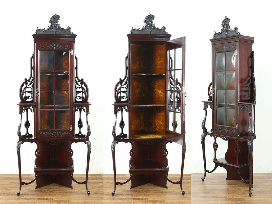 アンティーク家具 コーナーキャビネット 80783