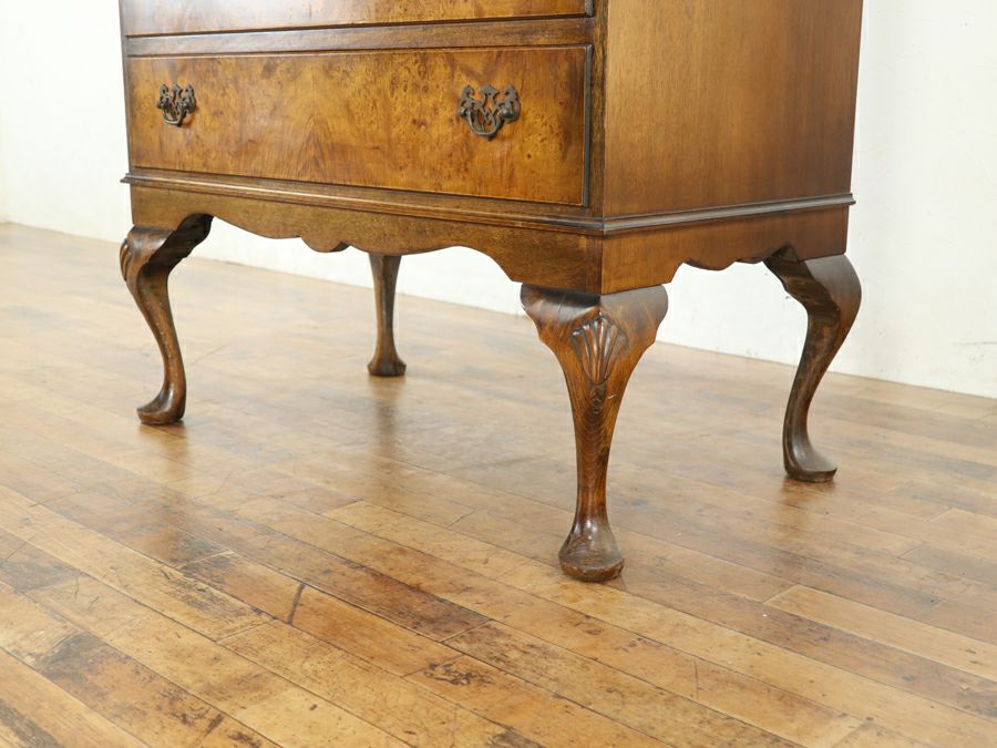 バールウォールナットの美しい杢目 伝統と流行 ライティングビューロー 80820