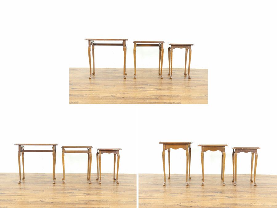 上品に弧を描く、英国ネストテーブル 80586