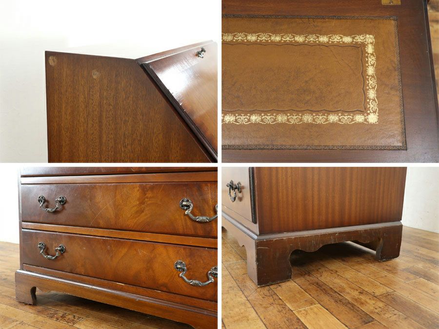 マホガニー材特有の美しい杢目を活かしたライティングビューロー 80838