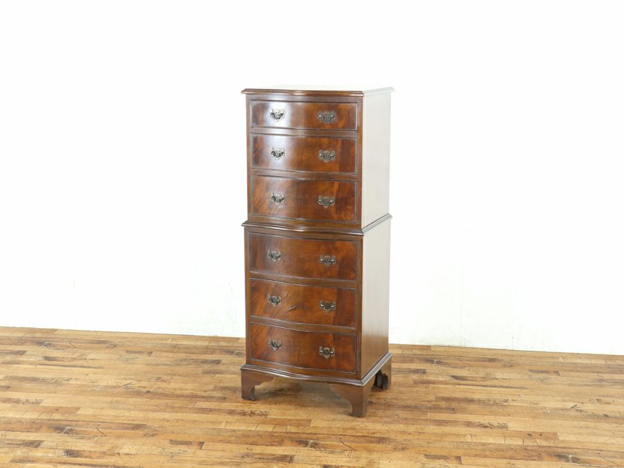 マホガニーの美しい杢目 サーペンタインフロント チェストオンチェスト 80733